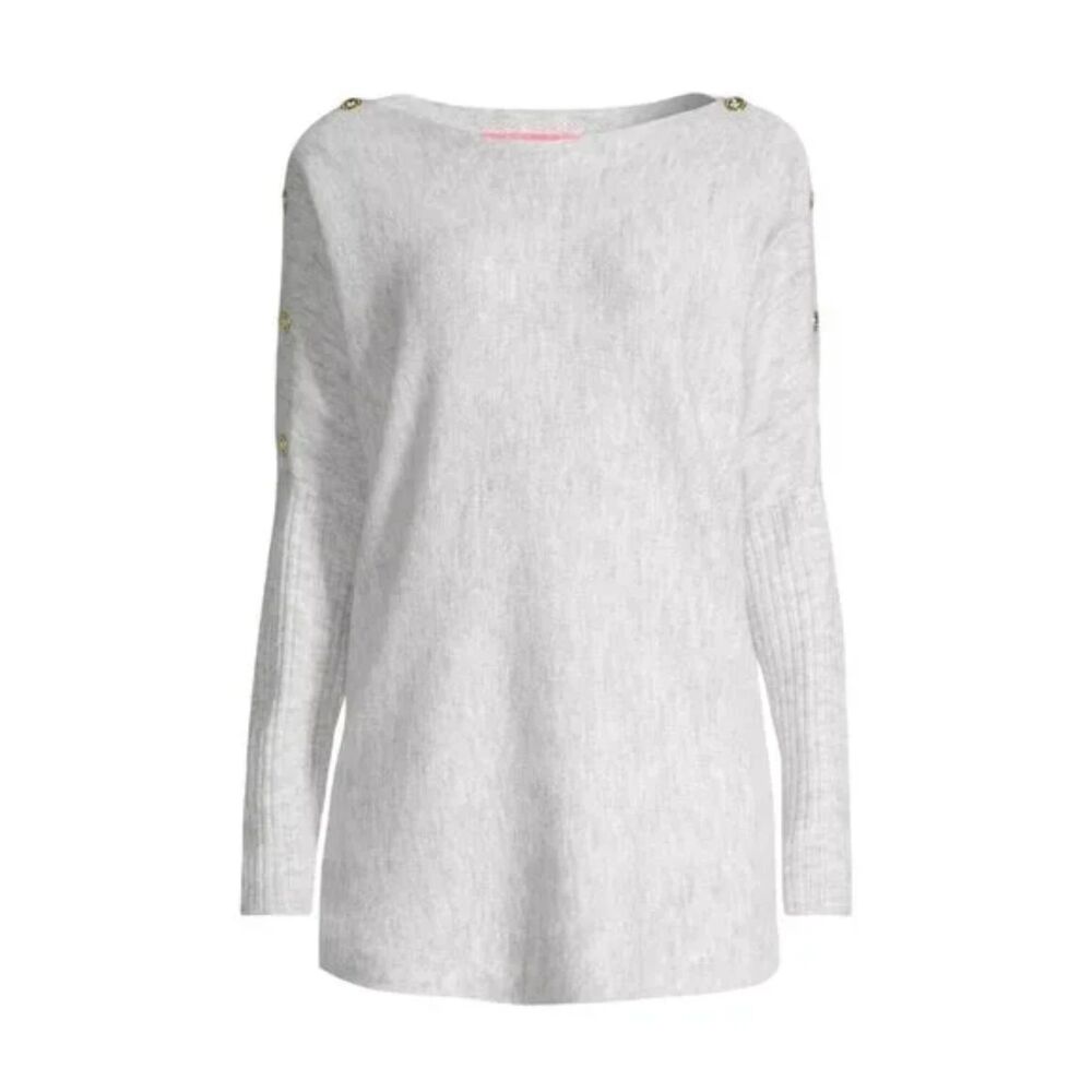NWT Lilly Pulitzer Arna Buttoned Longline Sweater - Seaside Grey, Size M - Picture 3 of 8